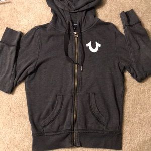 Authentic true religion dark gray hoodie